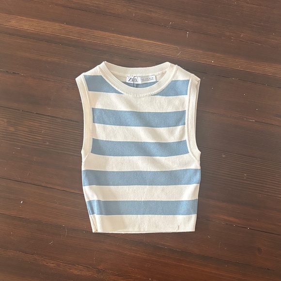 Zara Kids Blue and White Striped Tank Top - Picture 1 of 1